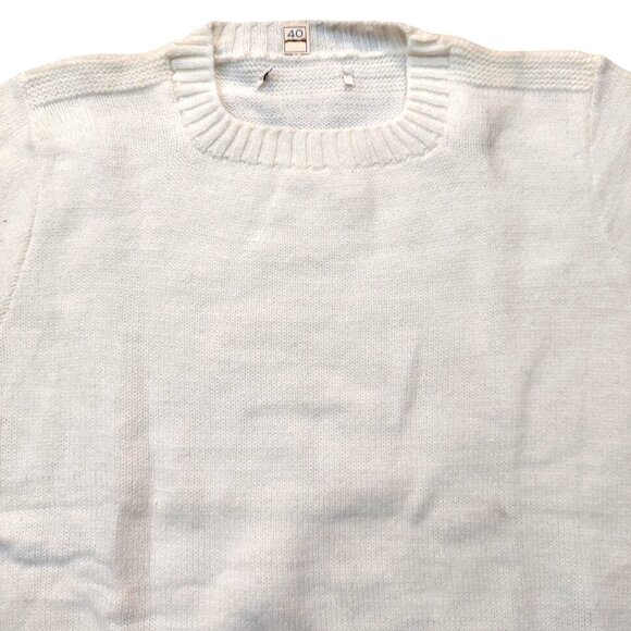 Vintage 1940s-1950s White Long Sleeve Knit Crewneck Sweater Size Small - Picture 3 of 6